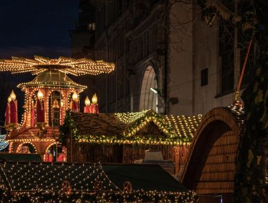 roof tops at Birmingham Christmas market 